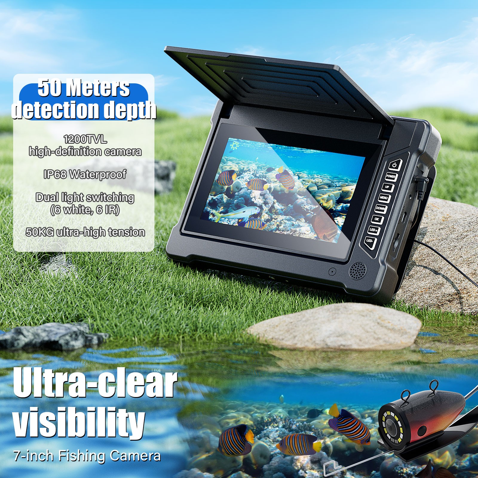 7 Inch 15M 1200TVL Underwater  - Fish Finder Cable のレビューと価格