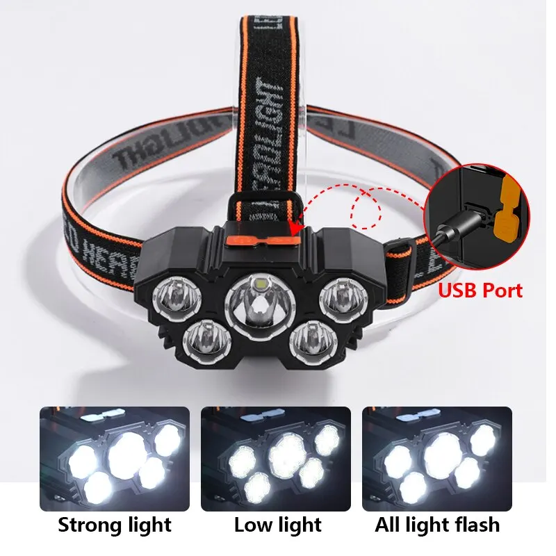 Rechargeable 5 LED Headlamp St - Fish Finder Battery のレビューと価格