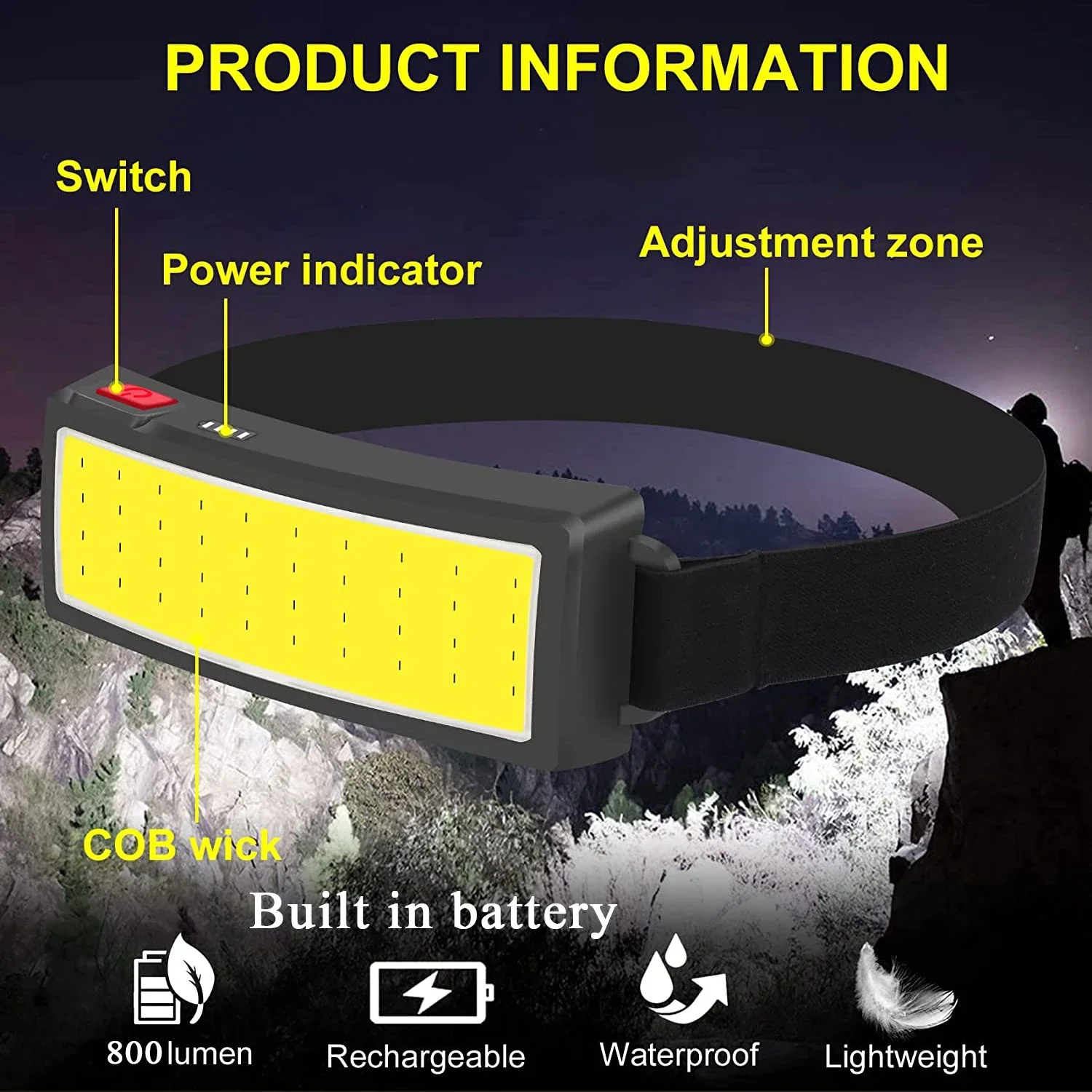 Powerful COB LED Headlamp Type - Fish Finder Battery のレビューと価格